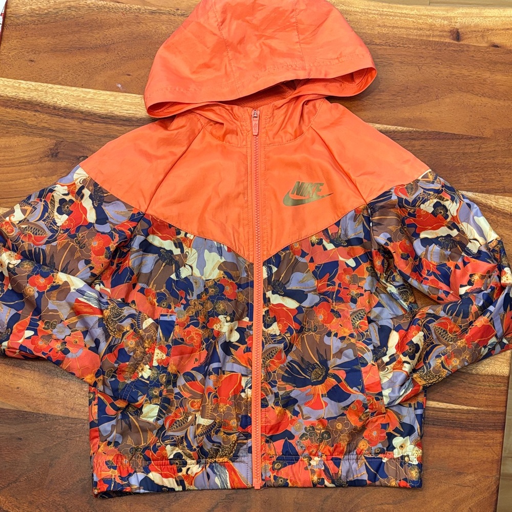 Nike Kids Orange Floral Raincoat